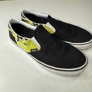 Vans Black Slime Flame Classic Slip On Sneakers Youth Big Kids Juniors Size 7